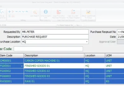 New Document - Purchase Request